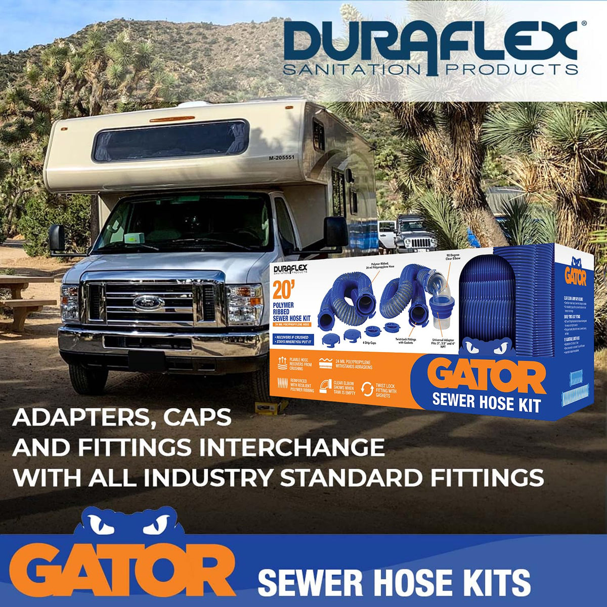 DURAFLEX 22006 Duraflex 22006 GATOR SEWER HOSE KIT 20' POLYMER