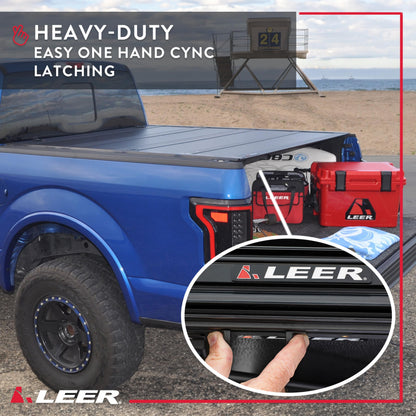 LEER 650284 LEER HF650M Quad-Folding Truck Bed Tonneau Cover, Fits Ford F-150 Light Duty, Years 2004-2014, 5'6" Truck Bed, Black