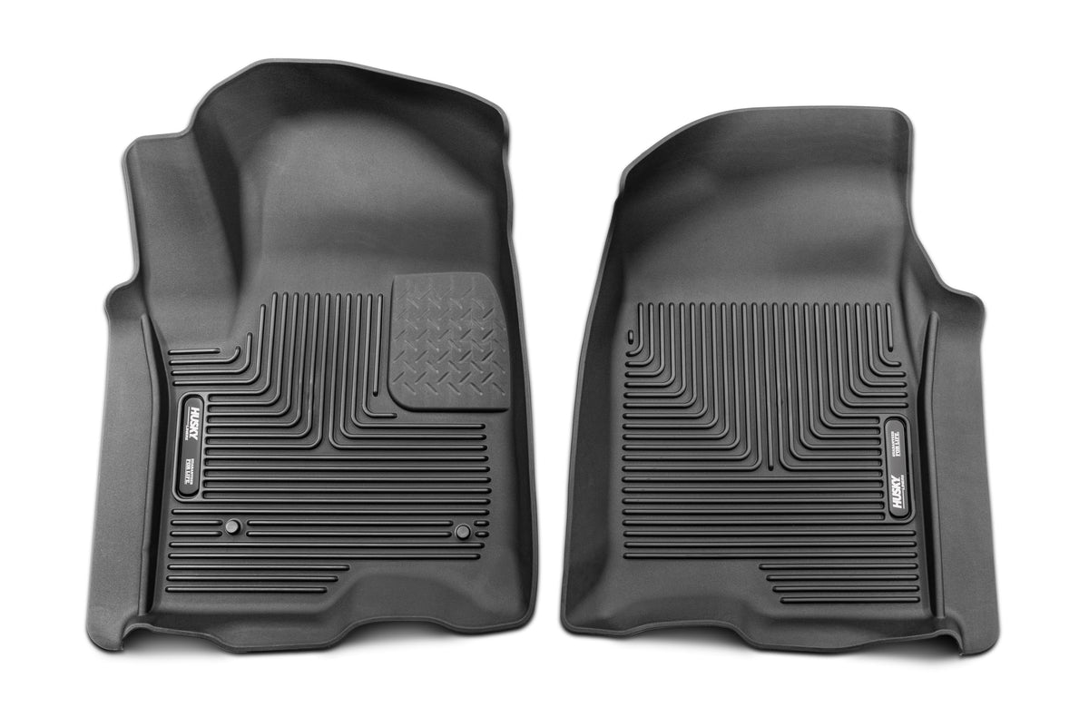 Husky Liners 54101 Husky Liners X-act Contour Floor Mats – Fits 2019-2026 Chevrolet Silverado & GMC Sierra 1500 & 2020-2026 Silverado & Sierra 2500/3500 Double & Crew CAB ONLY – Front Row, 2-pc Black - 54101