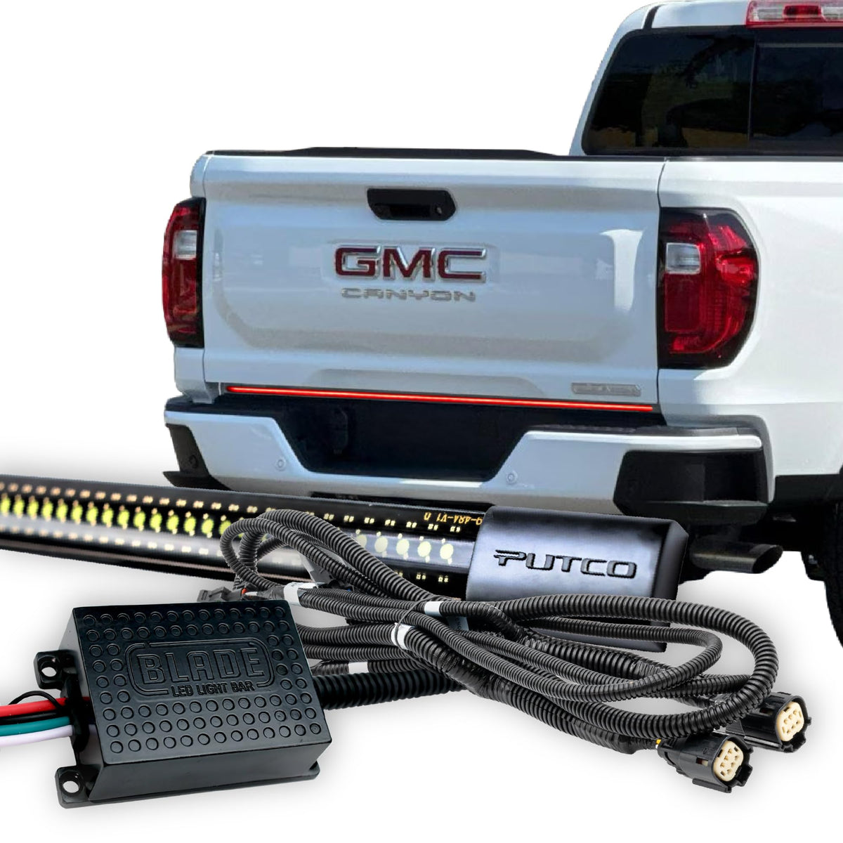 PUTCO 9201948-24 Putco 48" Blade LED Tailgate Light Bar Red/Amber/White LEDs & Plug-N-Play Quick Connect Harness - Fits GMC Canyon 2023-2027