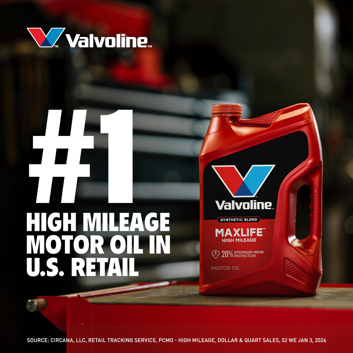 VALVOLINE 881161 Valvoline High Mileage with MaxLife Technology 10W-30 Synthetic Blend Motor Oil 5 Quart