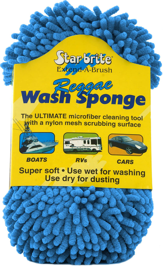 STAR BRITE 040078 STAR BRITE Microfiber Reggae Sponge, Blue, Dual-Sided Scrubbing & Dusting