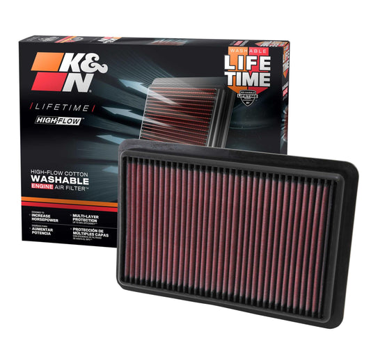 K&N FILTER 33-2480 K&N High-Flow Original Lifetime Engine Air Filter: Increase Power: Premium, Washable: Compatible with 2012-2025 MAZDA: 3, 6, CX-4, CX-5, 33-2480