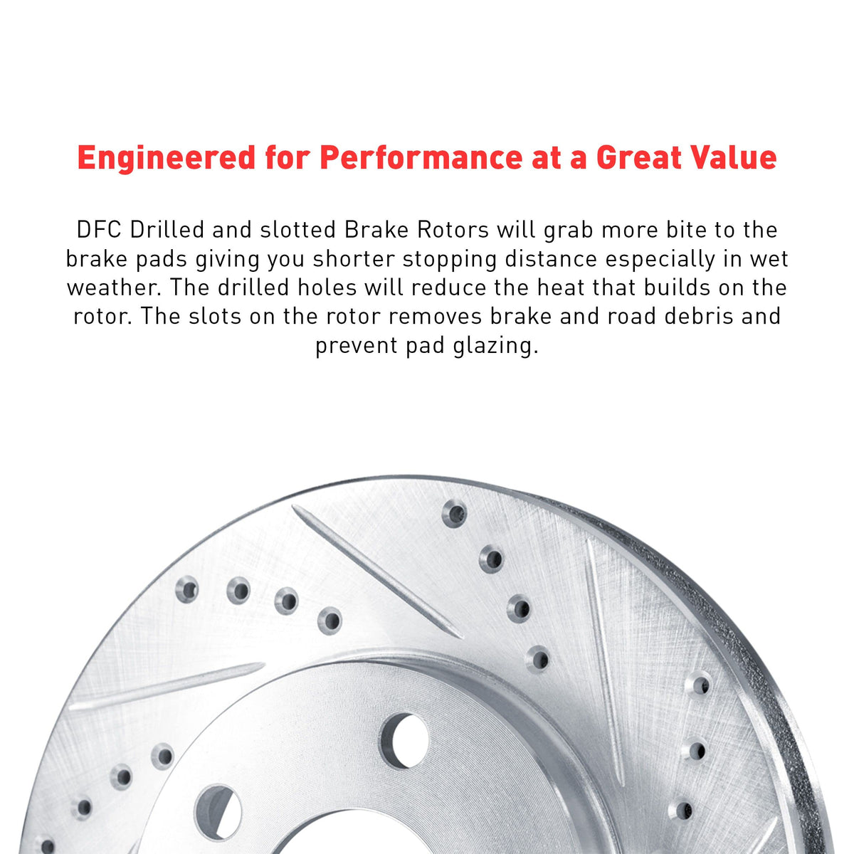 Dynamic Friction 7002-42002 BRAKE ROTOR DRILLED AND SLOTTED SILVER
