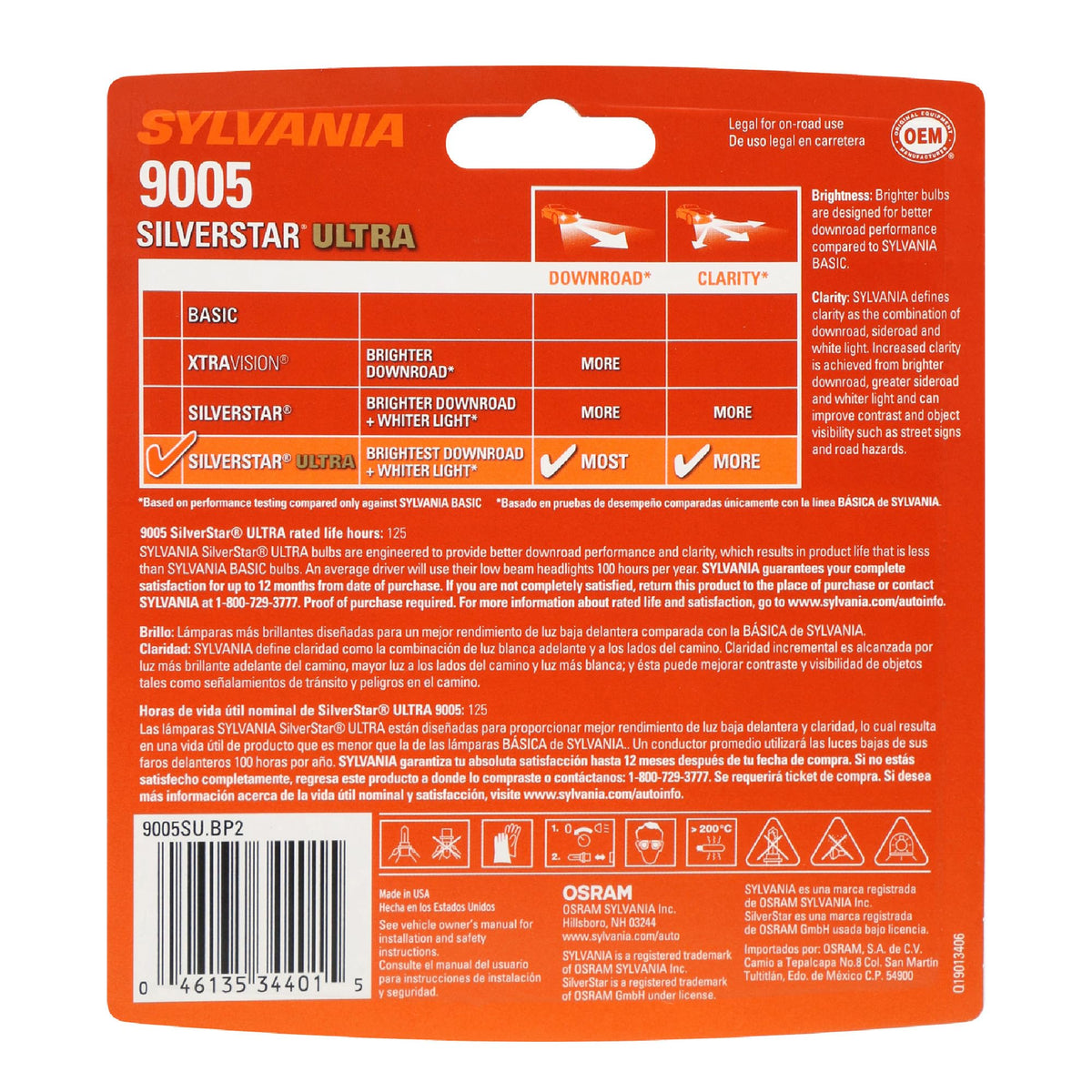 SYLVANIA 35614 SYLVANIA 9005 SilverStar Ultra Halogen Headlight Bulb, 2 Bulbs