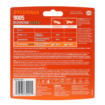 SYLVANIA 35614 SYLVANIA 9005 SilverStar Ultra Halogen Headlight Bulb, 2 Bulbs