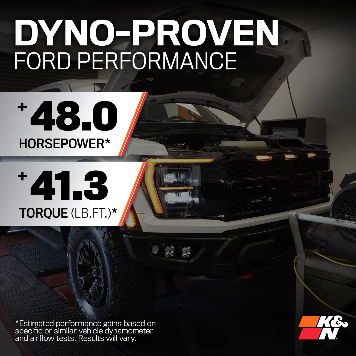 K&N FILTER 63-2624 K&N Cold Air Intake System: High-Flow Air Filter, Increase Performance & Towing: Compatible with 2023-2024 Ford: F150 Raptor, F150 Raptor R, 63-2624