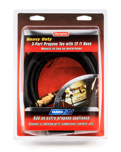CAMCO 59103 Camco 59103 Propane Brass Tee with 3 Port and 12' Hose