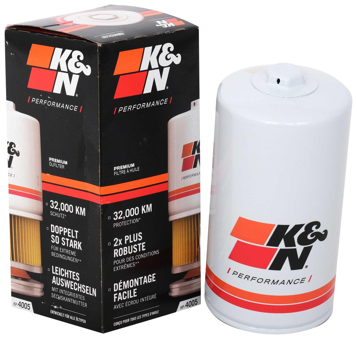K&N FILTER HP-4005 K&N Oil Filter: 20,000 Mile Engine Protection with Wrench Off Nut, HP-4005