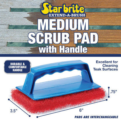 STAR BRITE 040130 STAR BRITE Medium Red Scrub Pad with Interchangeable Handle