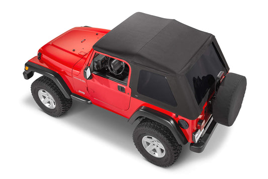 MASTERTOP 15501224 MasterTop SkyMaster Complete Fastback Soft Top in Black Twill|Works or is compatible with 1997-2006 Jeep TJ Wrangler|Includes all hardware and Fabric for a complete install|15501324