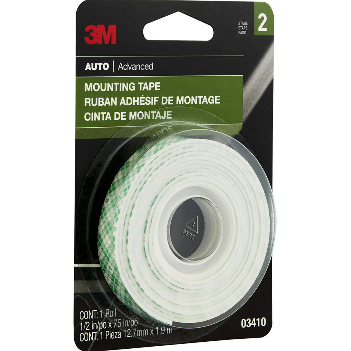 3M 03410 3M Mounting Tape, 03410, 1/2 in x 75 in