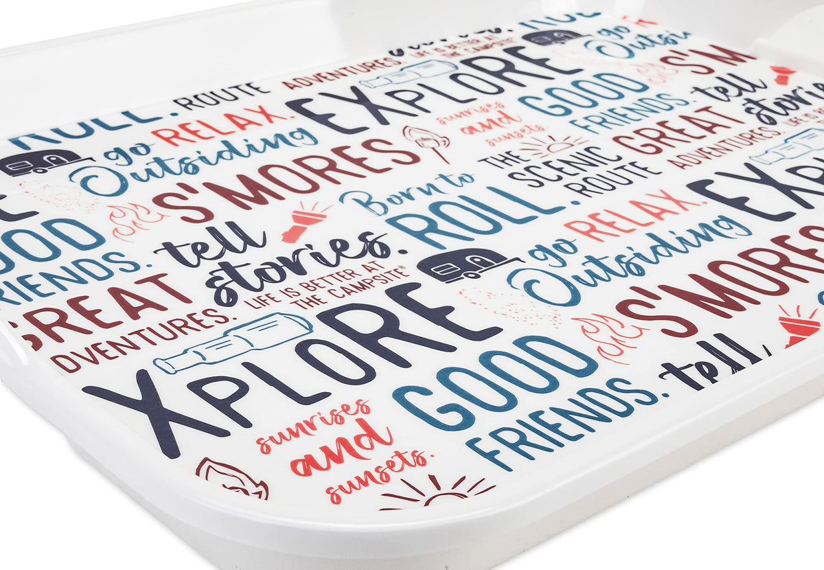 CAMCO 53486 Camco Life is Better at the Campsite Melamine RV Serving Tray - Features Camping/RV Themed Design - Great for Kitchen Prep, Picnics, Grilling, and More - Serving Platter is Dishwasher Safe (53486)