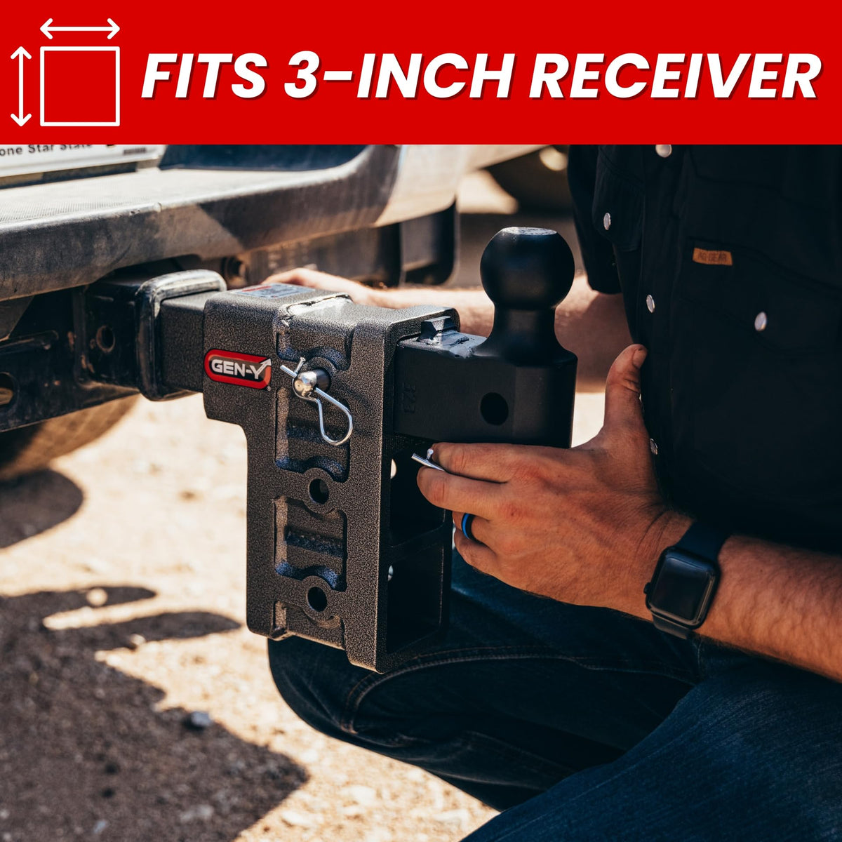 GEN-Y HITCH GH-1713 GEN-Y Hitch Tow Hitch for 3" Receiver - 6" Drop/Rise with 3 Adjustable Positions, Includes Dual Ball Mount and Locking Pin, 32,000 lbs Towing Capacity, 3,500 lbs Tongue Weight, Silver