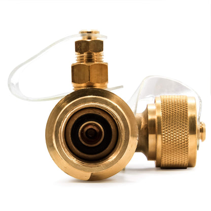 CAMCO 59113 Camco RV Propane Brass Tee – 4-Port Adapter for Motorhomes with Permanent Tank, Acme & POL Threads, Auxiliary Cylinder & Appliance Hookup (59113)