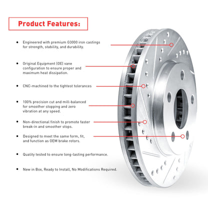 Dynamic Friction 7002-67039 BRAKE ROTOR DRILLED AND SLOTTED SILVER