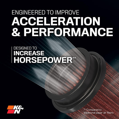 K&N FILTER RF-1042 K&N High-Flow Original Lifetime Universal Clamp-On Air Filter: High Performance, Premium, Washable: Flange Diameter: 6 In, Filter Height: 6.5 In, Flange Length: 1 In, Shape: Round Tapered, RF-1042