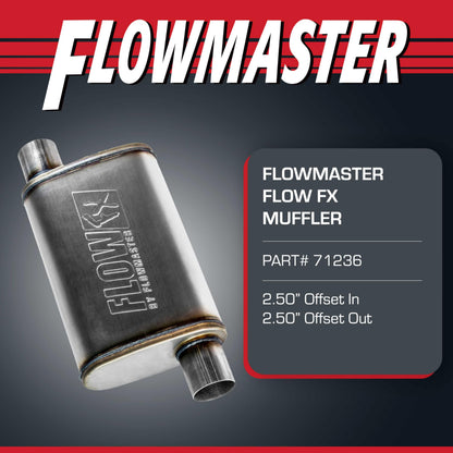 FLOWMASTER 71236 Flowmaster Flow FX Chambered Muffler – 2.50" Offset In / 2.50" Offset Out