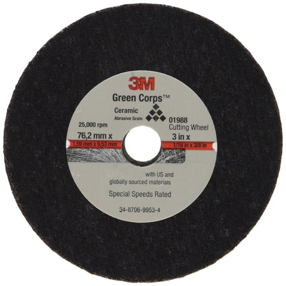 3M 01988 3M General Purpose Cut-Off Wheel, 01988, 3 in x 1/16 in x 3/8 in, 50 per case