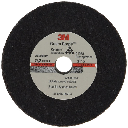 3M 01988 3M General Purpose Cut-Off Wheel, 01988, 3 in x 1/16 in x 3/8 in, 50 per case