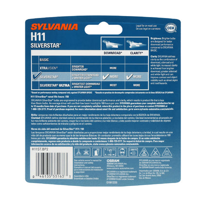 SYLVANIA H11ST.BP2 SYLVANIA H11 SilverStar Halogen Headlight Bulb, High or Low Beam, 2 Bulbs