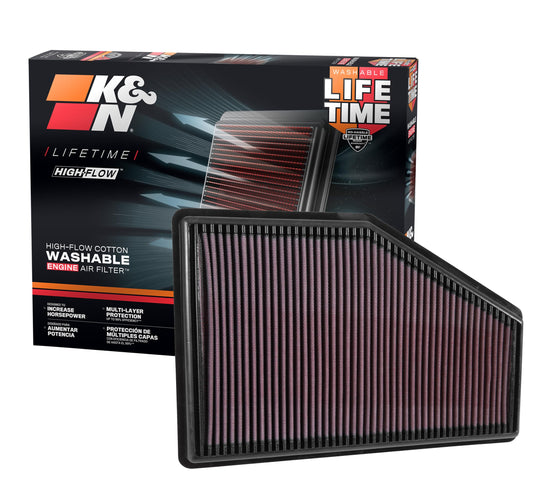 K&N FILTER 33-5049 K&N High-Flow Original Lifetime Engine Air Filter: Increase Power: Premium, Washable: Compatible with 2016-2026 Buick/Chervolet/Cadillac: LaCrosse, Regal, XT4, Malibu, 33-5049