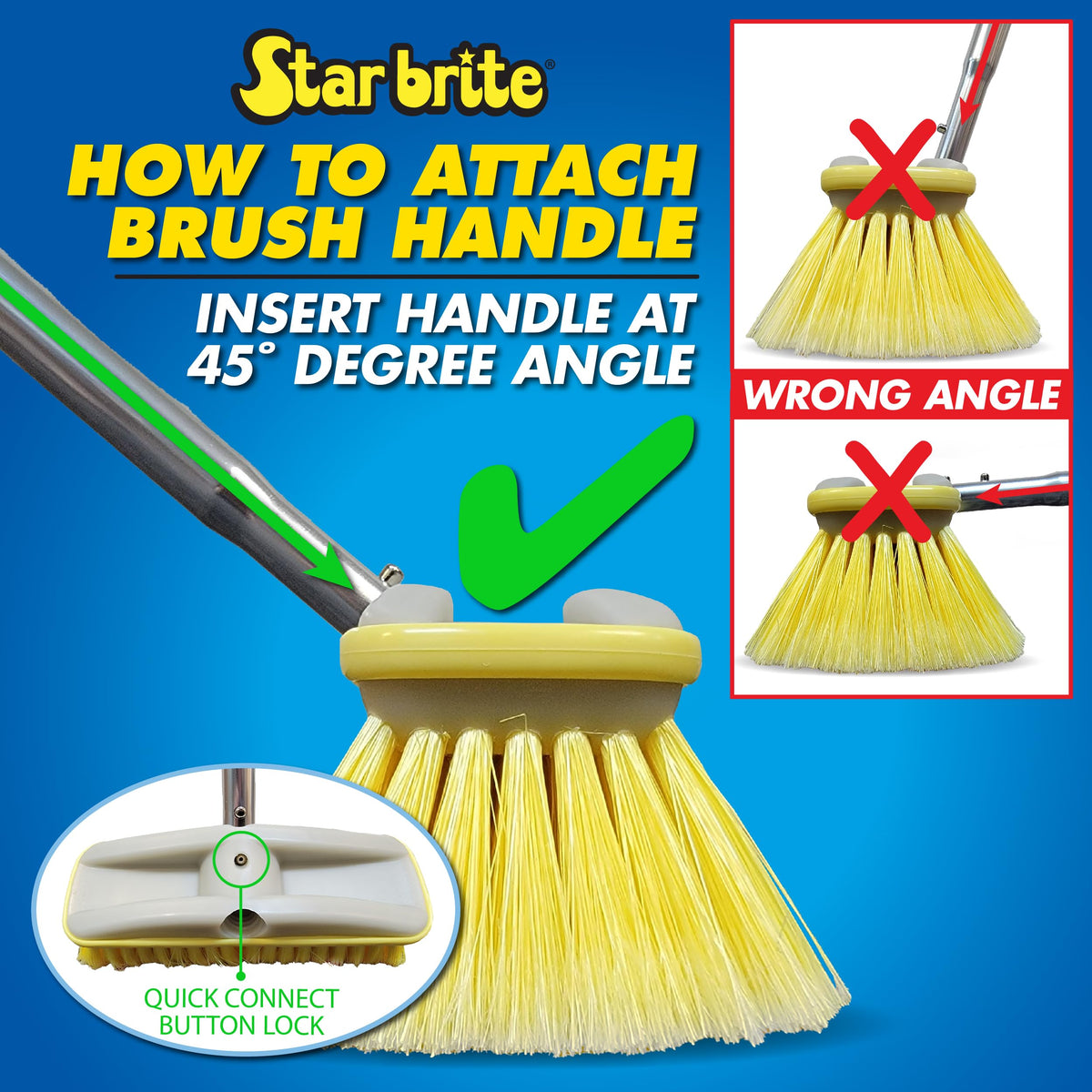 STAR BRITE 040163 STAR BRITE Deluxe Stiff Heavy Duty 8" Brush Head with Bumper
