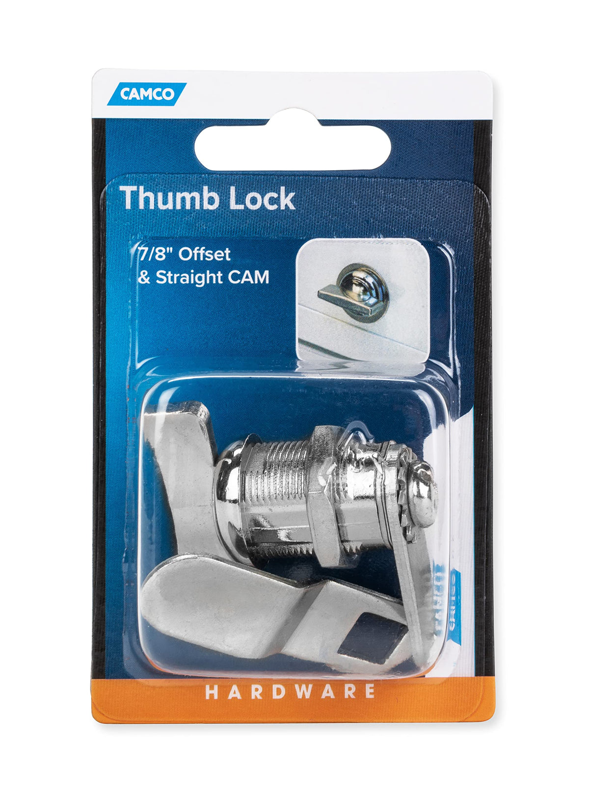 CAMCO 44323 Camco 44323 7/8" Thumb Operated Offset Cam Lock, Multicolor