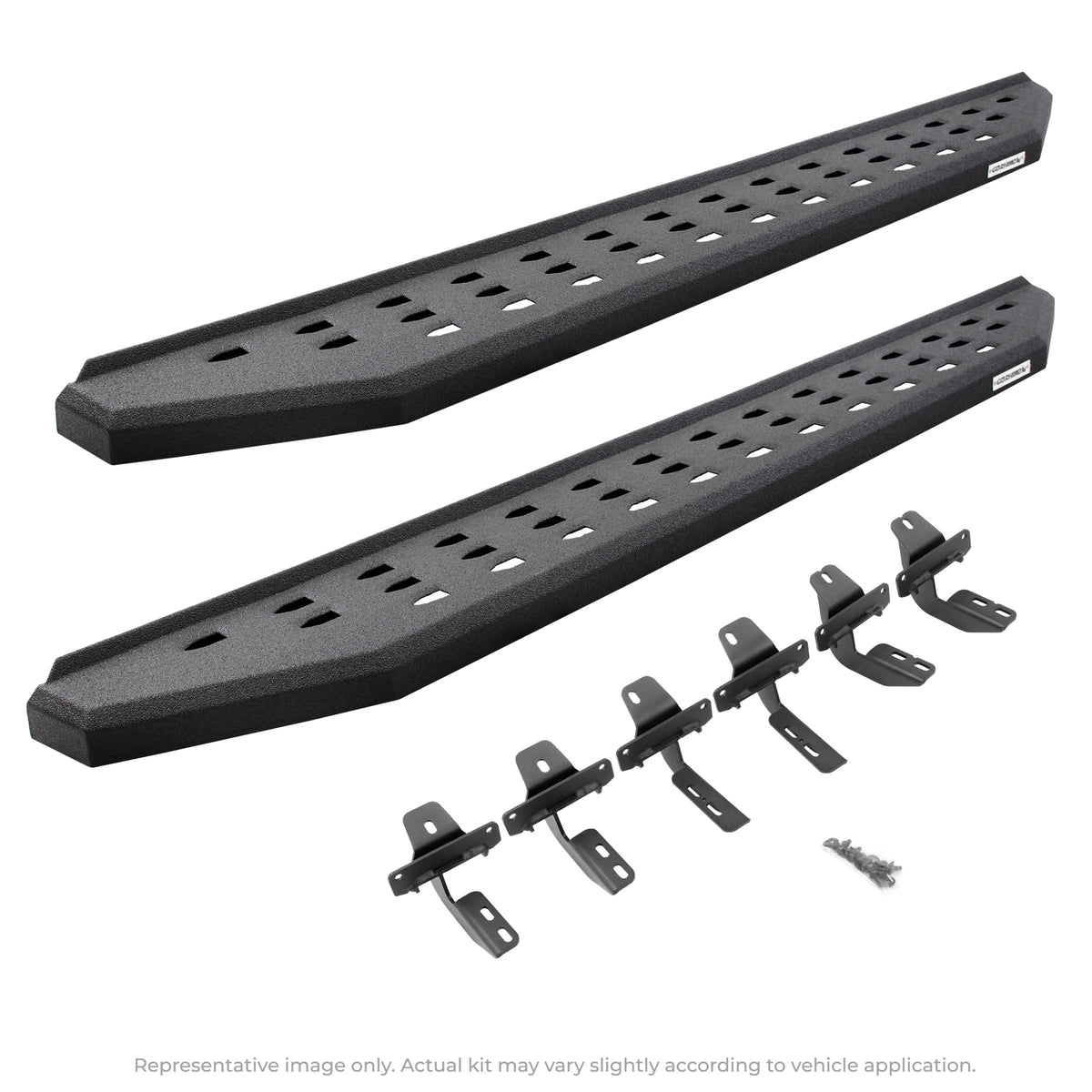 GO RHINO 69429980T RealTruck RB20 Running Boards & Brackets | Galvanized Steel, Protective Bedliner Coating | 69429980T | Fits 2015-2023 Ram 1500 Classic Quad Cab & 2015-2018 Ram 1500 Quad Cab Classic Body Style