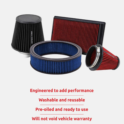 SPECTRE 9736 Spectre Universal Clamp-On Air Filter: High Performance, Washable Filter: Round Tapered; 3 in/3.5 in/4 in Flange ID; 8.75 in (222 mm) Height; 6 in (152 mm) Base; 4.75 in (121 mm) Top, SPE-9736, Blue