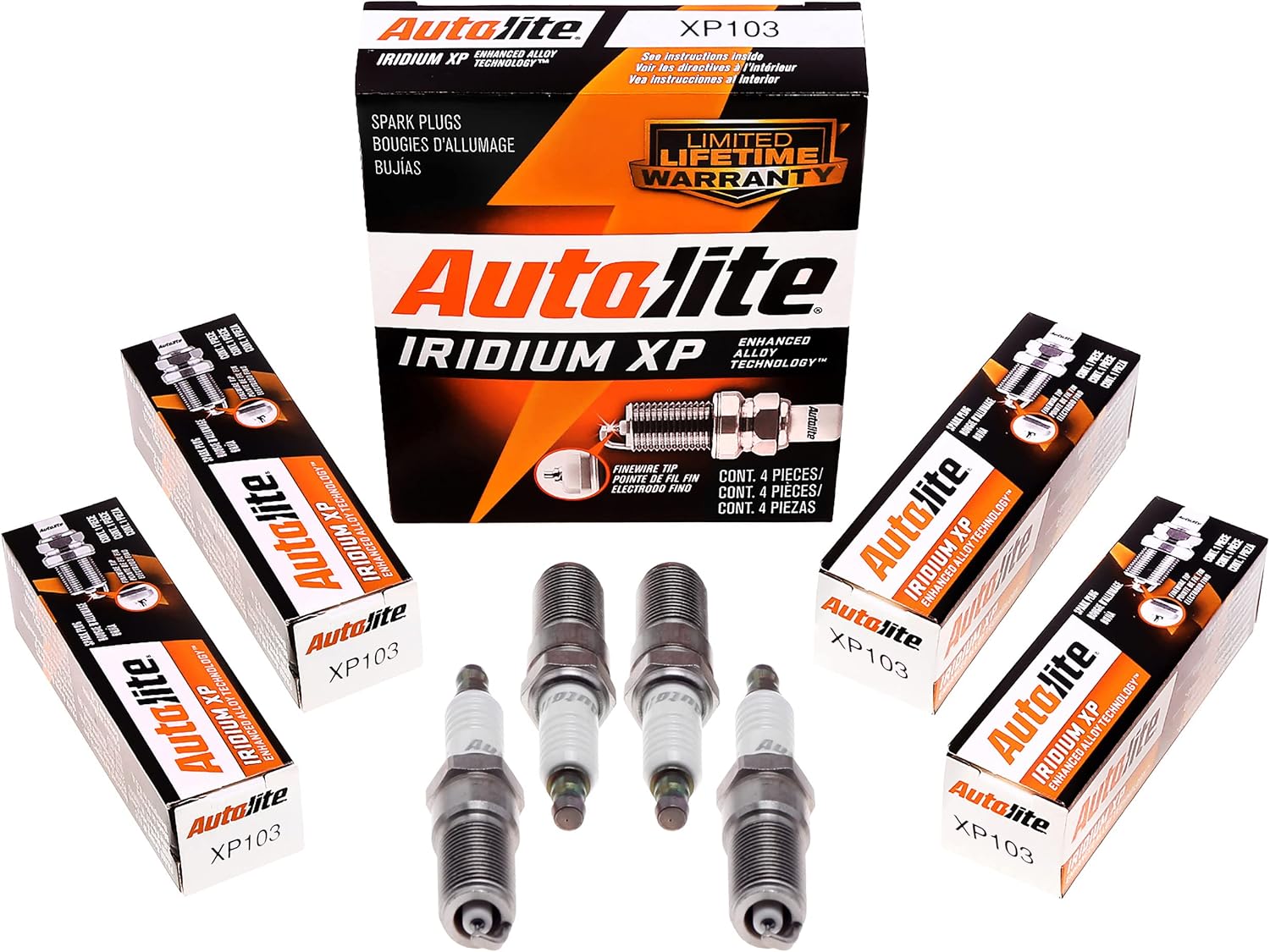 Autolite Iridium XP Spark Plug Automotive Replacement XP103 (Pack of 4)