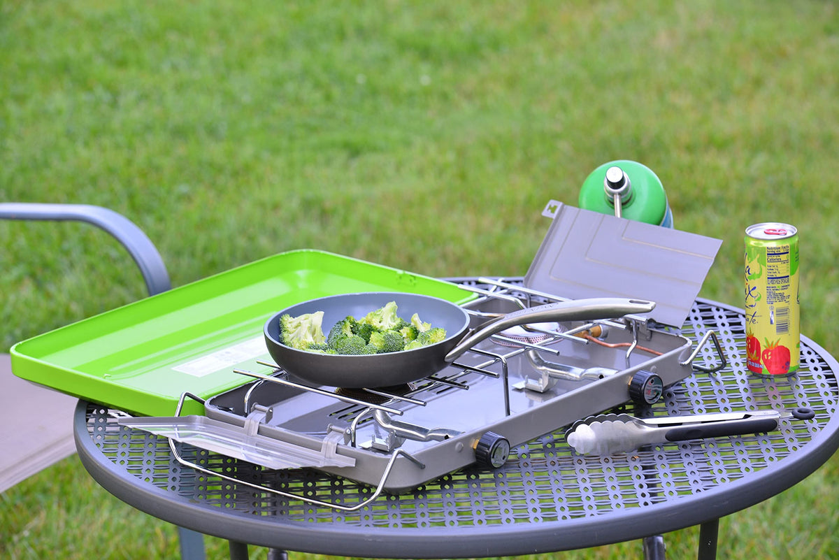 FLAME KING YSNVT-101 Flame King VT-101 2-Burner Portable Camping Stove Grill, Great for Outdoor Cooking, Backpacking, Compatible with 1LB Propane Gas Bottle