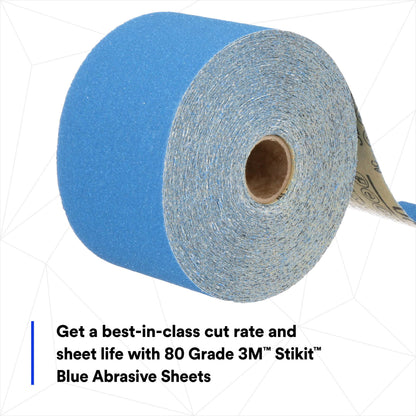 3M 36217 3M Stikit Blue Abrasive Sheet Roll, 36217, 80+ Grade, 2-3/4 in x 20 yd