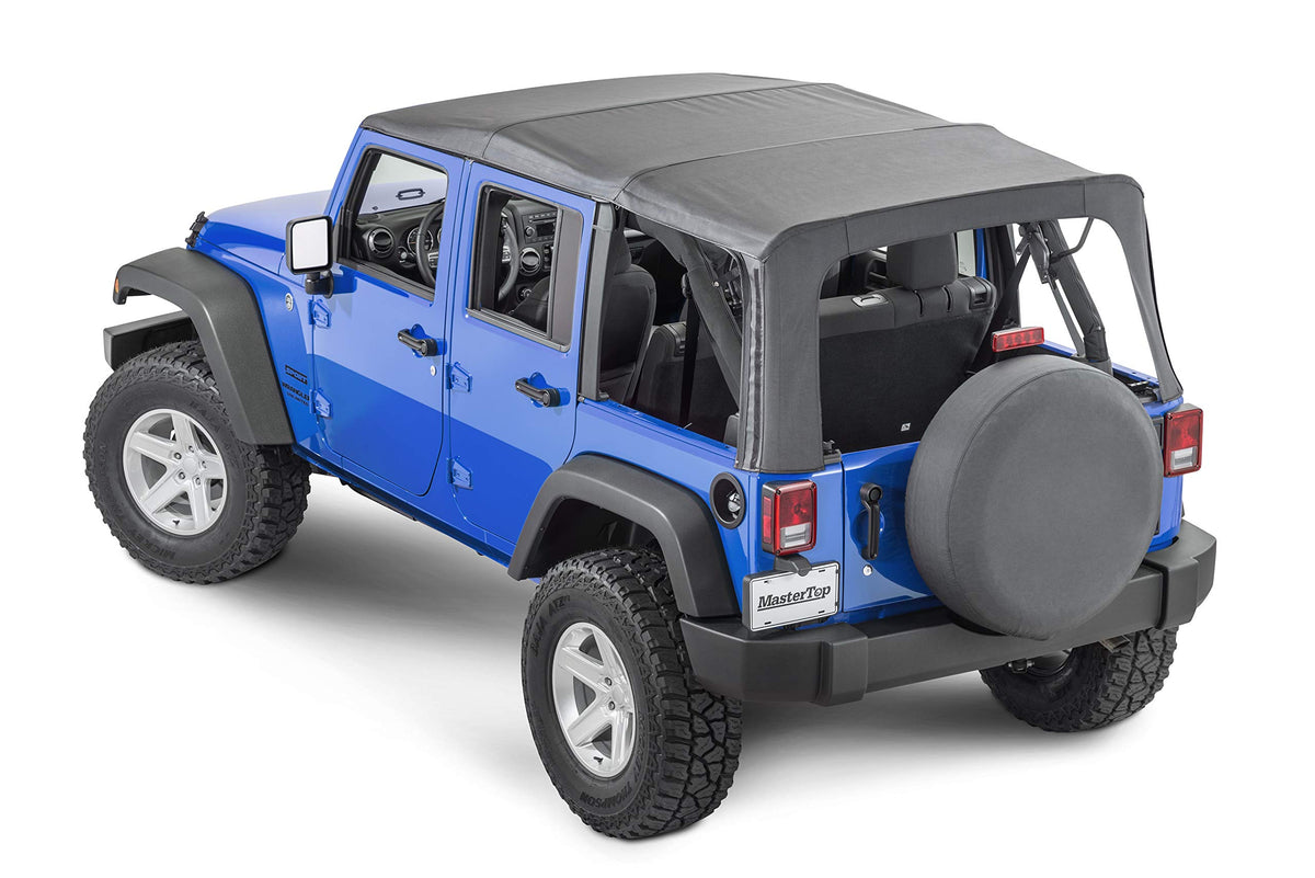 MASTERTOP 15601435 MasterTop Full Hardware Soft Top in Black Diamond Sail Cloth Fits or is compatible with 2007-2018 Jeep JK Wrangler 4 Dr Includes all bows, Dr surrounds and Tinted Glass 15601435