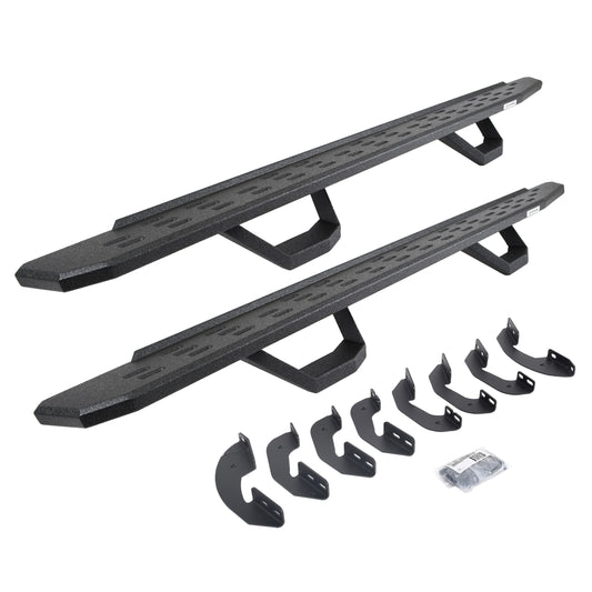 GO RHINO 6964168720T Go Rhino RB30 Running Boards, Brackets, & 2 Pair of Drop Steps | Galvanized Steel, Protective Bedliner Coating | 6964168720T | Fits 2007-2021 Toyota Tundra Crew Max Pickup