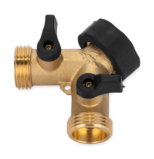 CAMCO 20123 Camco Solid Brass Water Wye Valve- Easy Grip Valve Handles and Simple Water Hose Connection CSA Low Lead Certified - (20123)