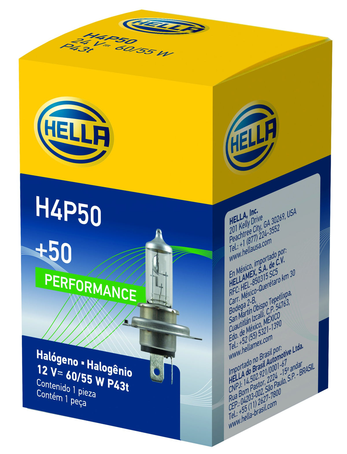 HELLA 002525651 Hella 002525651 BULB H4 12V 60/55W P43T T4.625 +50