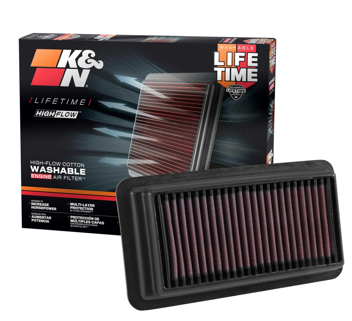 K&N FILTER 33-5044 K&N High-Flow Original Lifetime Engine Air Filter: Increase Power: Premium, Washable: Compatible with 2014-2022 HONDA: Civic, Civic SI, CRV, 33-5044