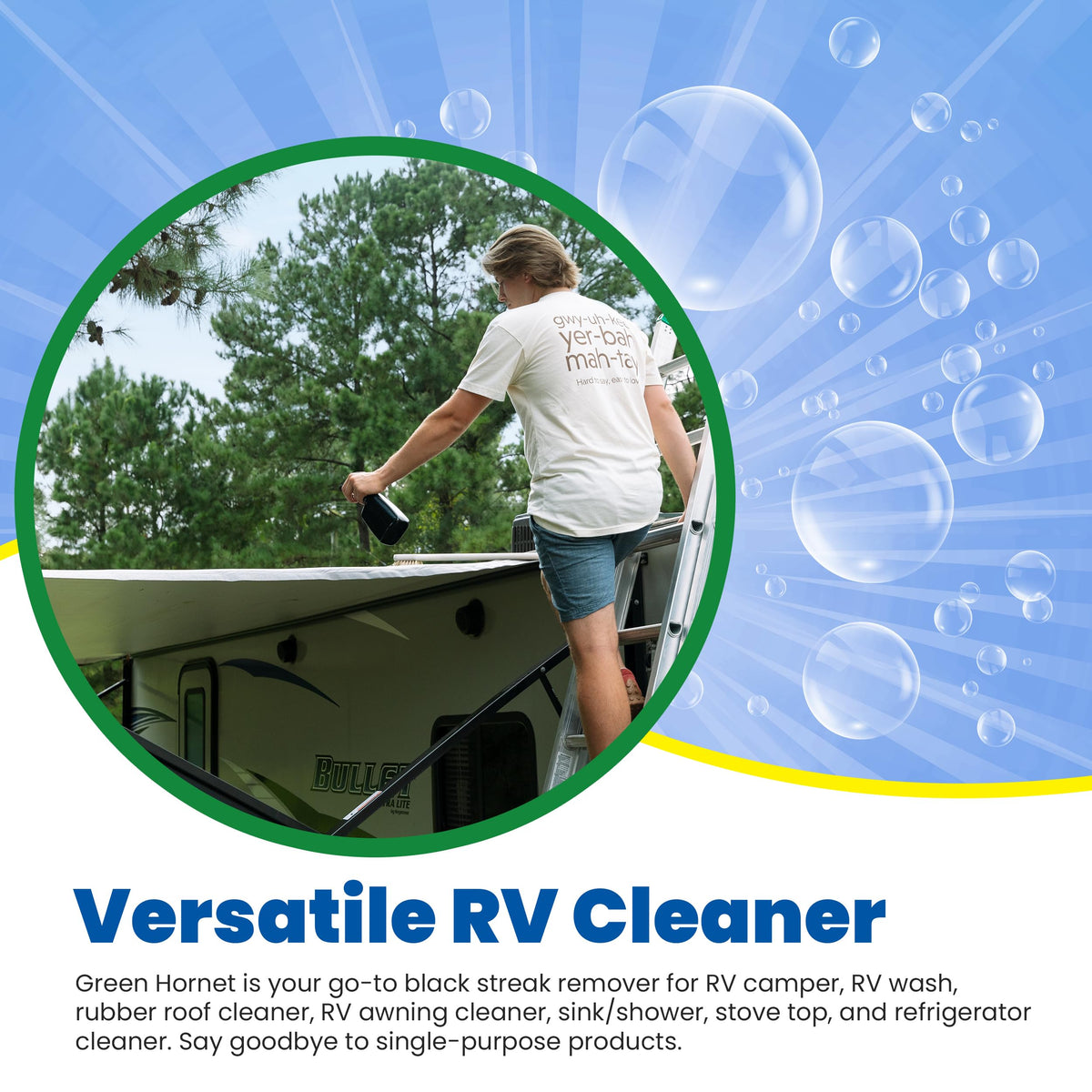WALEX GH64OZ Walex Green Hornet Heavy Duty Degreaser Cleaner Multi-Purpose for Car, Home, RV Awning, Shower, Rubber Roof, Black Streak Remover, GH64OZ, 64 oz.