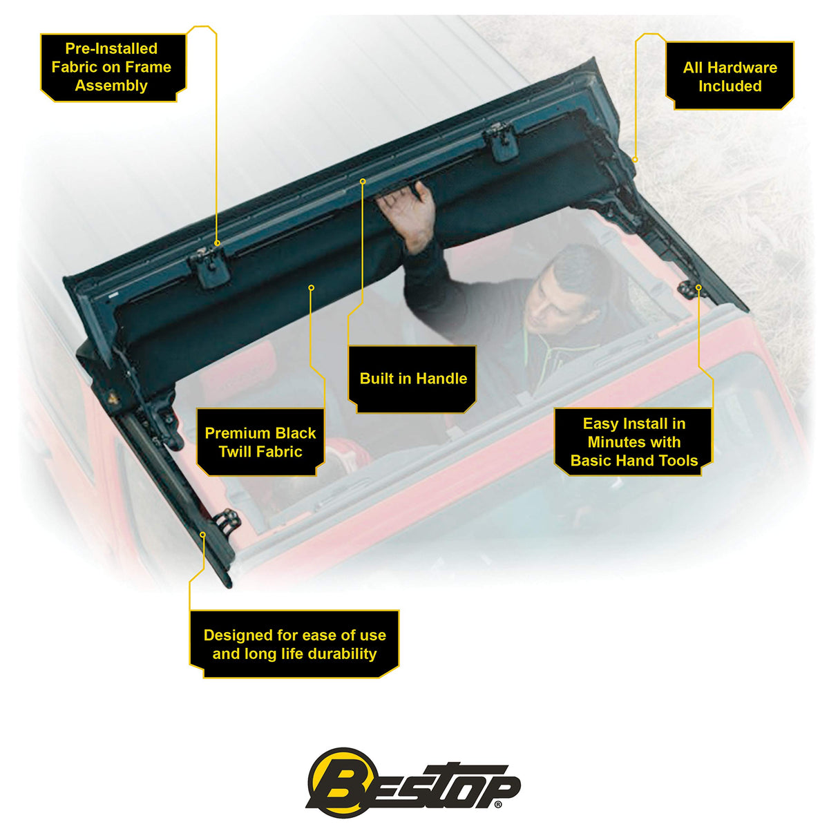 BESTOP 52453-17 Bestop Sunrider for Hardtop 5245317 for Jeep Wrangler JK 2007-2018