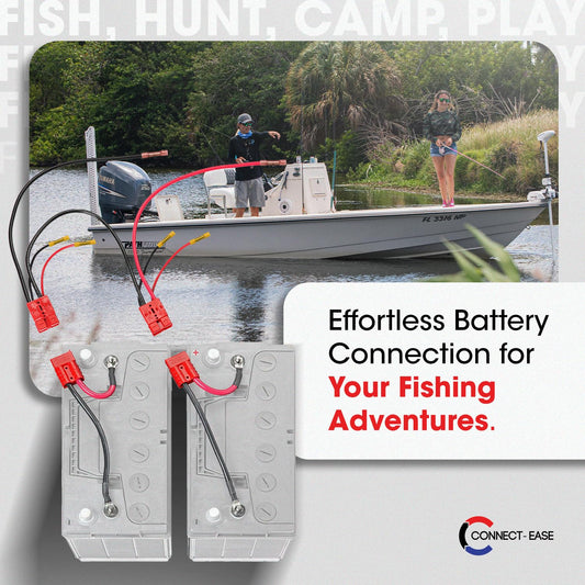 CONNECT EASE RCE24VBCHK Connect-Ease 24V Trolling Motor Connection Kit RCE24VBCHK | Series Connection for 12V Batteries with Onboard Charging Charger Leads | Marine-Grade Components | Plug & Play | Batteries Not Included