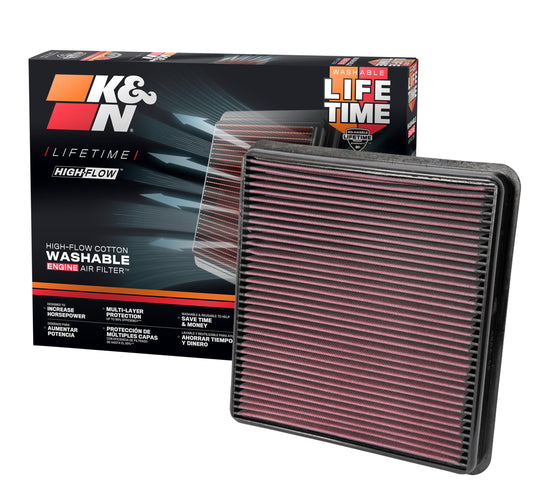 K&N FILTER 33-2387 K&N High-Flow Original Lifetime Engine Air Filter: Increase Power: Premium, Washable: Compatible with 2007-2021 Lexus/Toyota: LX570, Land Cruiser, Sequoia, Tundra, 33-2387