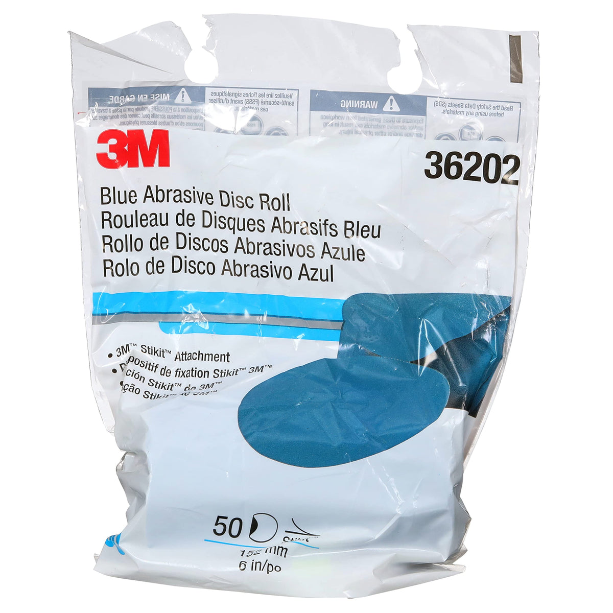 3M 36202 3M Stikit Blue Abrasive Disc Roll, 321U, 36202, 6 in, 80+ Grade, No Hole