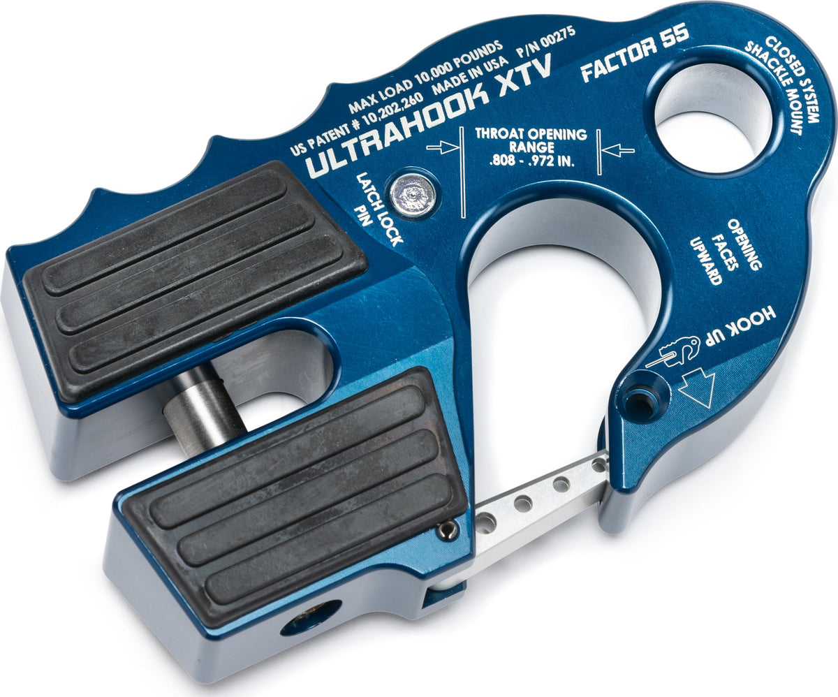 FACTOR 55 00275-02 Factor 55 Ultrahook XTV Closed System Shackle Mount, Max Rated Load: 10,000 Pounds and Breaking Strength: 21,000 Pounds - Blue