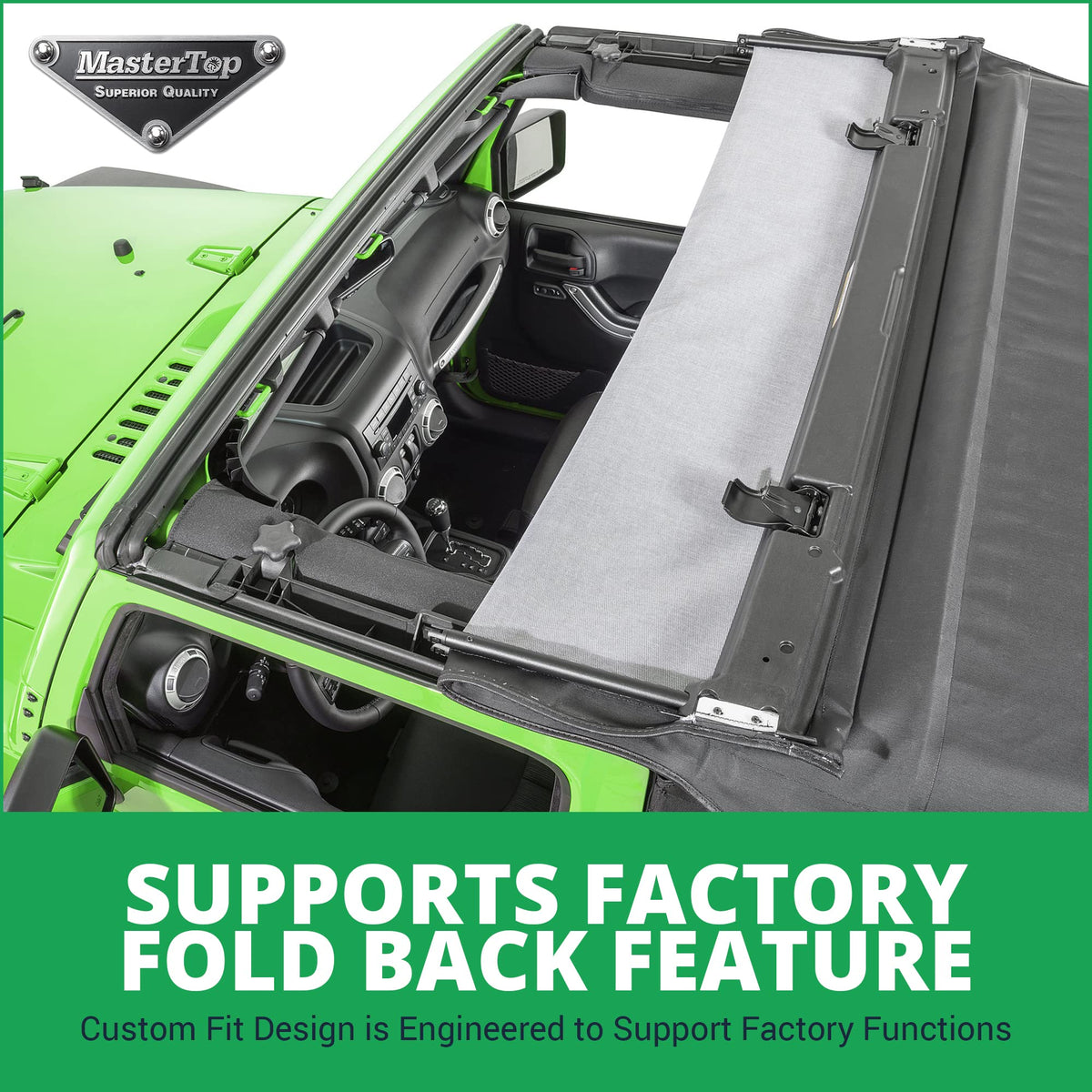 MASTERTOP 15101335 MasterTop Fabric Only Soft Top - Fits Jeep Wrangler JK 2-Door 2007-2012 - Jeep Wrangler Soft Top 2 Door Jeep Wrangler JK Soft Top 2 Door Jeep JK Soft Top 2 Door (Fabric Only, Black Diamond)