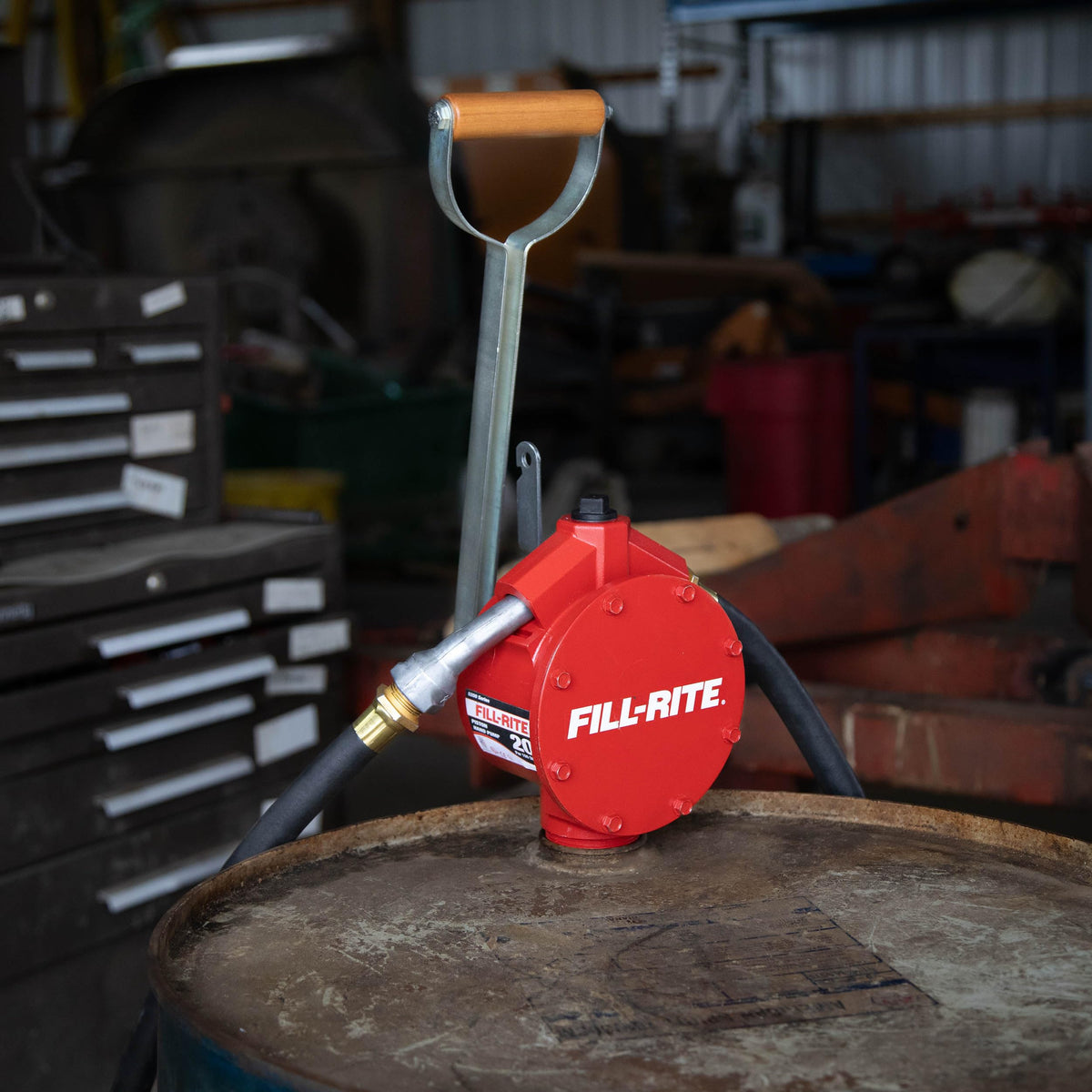 FILL RITE FR152 Fill-Rite FR152 Piston Hand Pump with Hose & Nozzle Spout, Red
