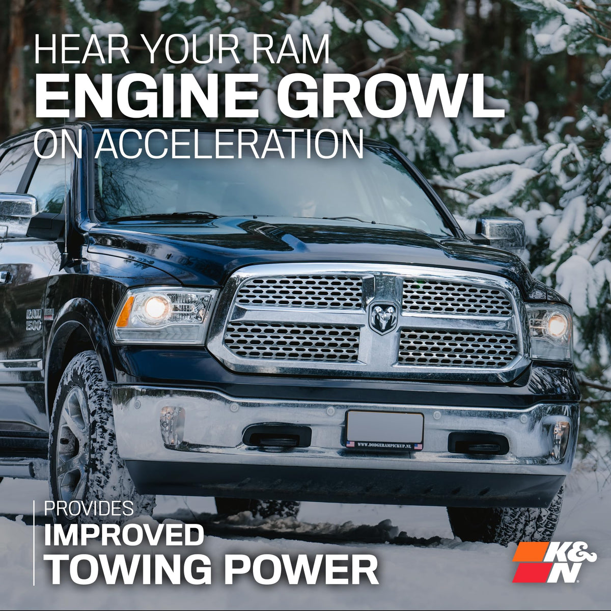 K&N FILTER 30-1578 K&N Cold Air Intake System: Dry-Flow Air Filter, Increase Performance & Towing: Compatible with 2019-2024 RAM 1500, 30-1578