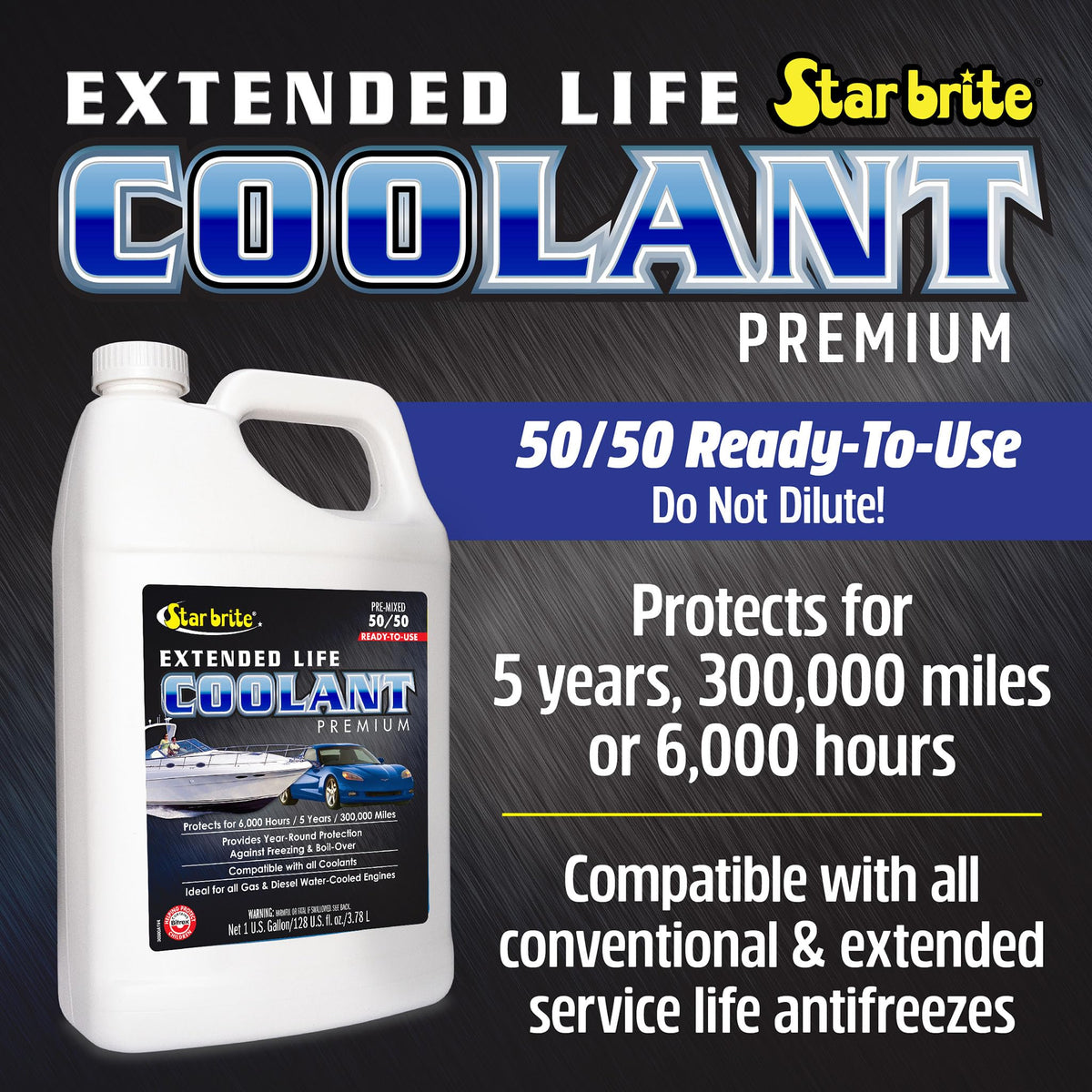 STAR BRITE 030800 STAR BRITE Extended Life Coolant Premium - 50/50 Pre-Mixed - Ready to Use