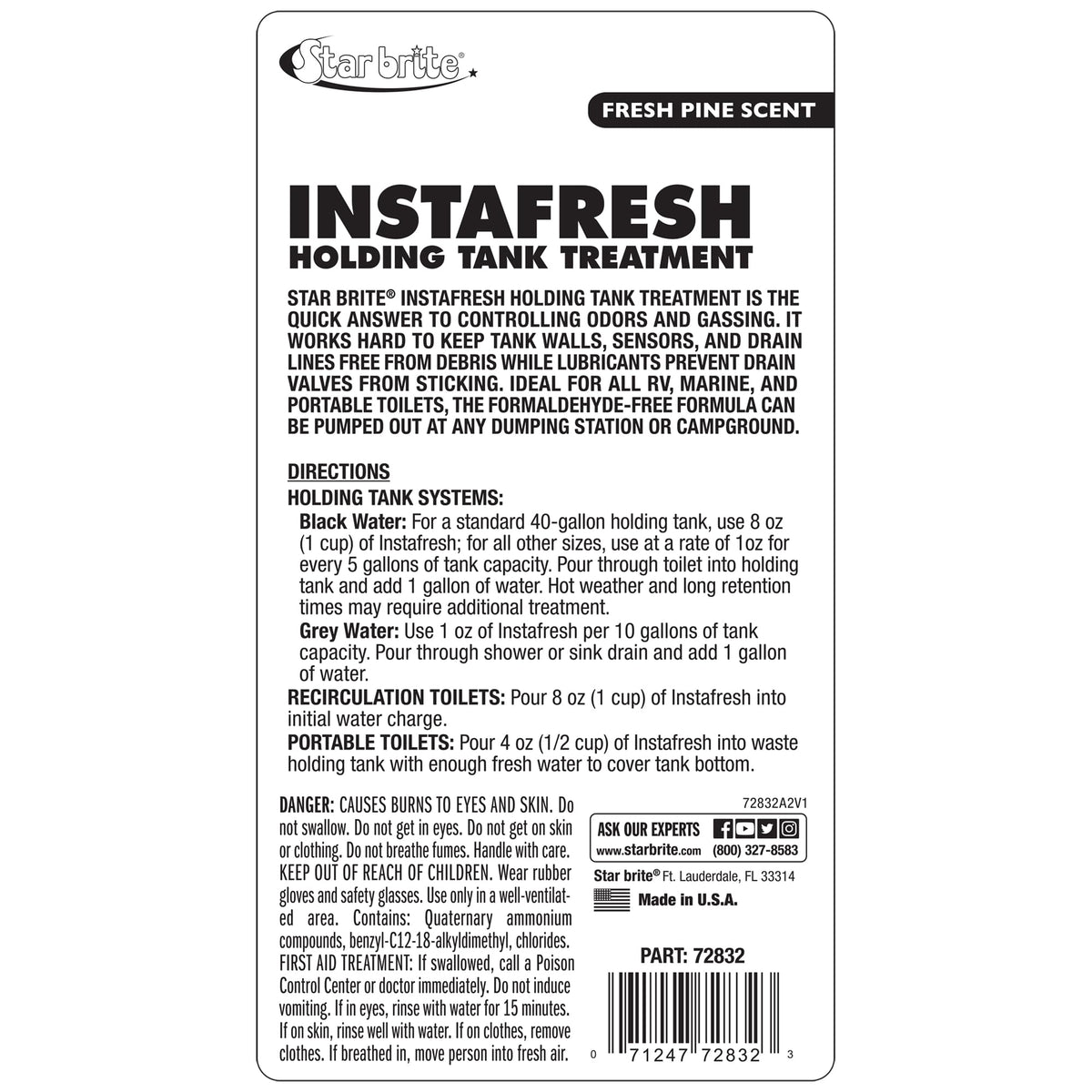 STAR BRITE 072832 STAR BRITE RV Instafresh Holding Tank Treatment, Pine Odor Eliminator