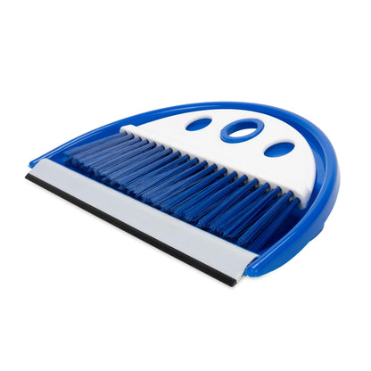 CAMCO 43945 Camco Lightweight Portable Travel Dust Pan and Whisk Broom with Hanger Hole, for RVs, Campers, Campsites, and Dorm Rooms, Blue